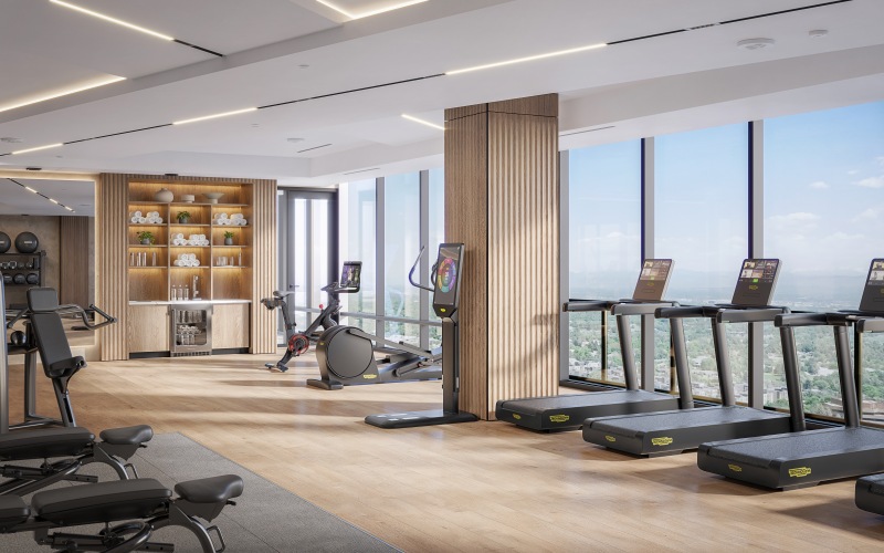  Fitness Center with Yoga/Spin Room with Technogym Equipment