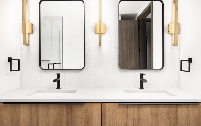 sink with dual mirror and vanities